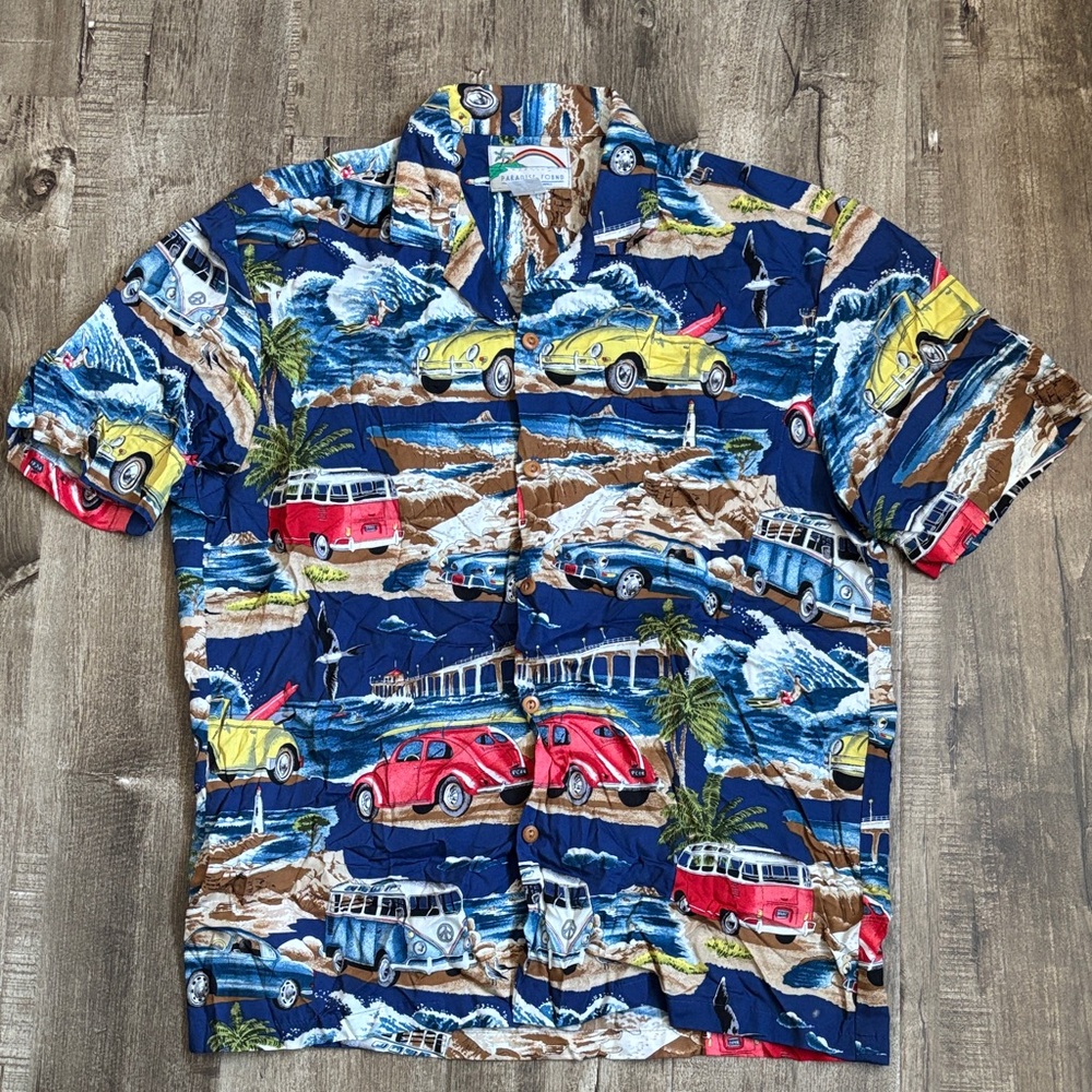 Paradise Found Hawaiian Print SS Button Up Shirt
